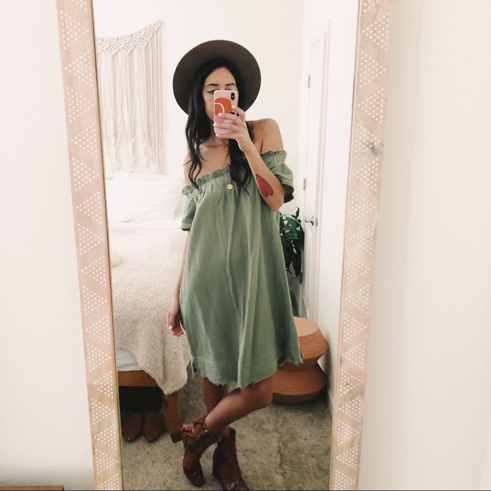 Anthro Amadi Nola Gauze Off-Shoulder Mini